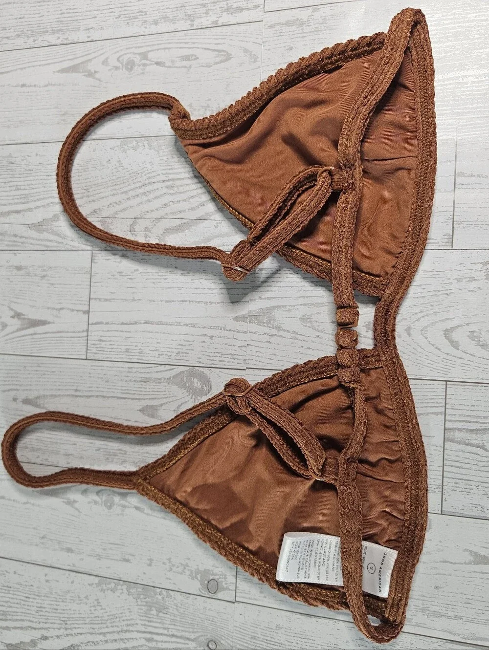 Good American Always Fits Triangle Swim Top Size 3 Swimsuit Brown Bikini